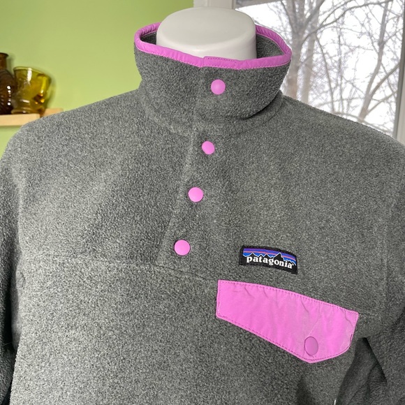 Patagonia Synchilla fleece pullover sweater sweatshirt jacket gray purple - Picture 6 of 9